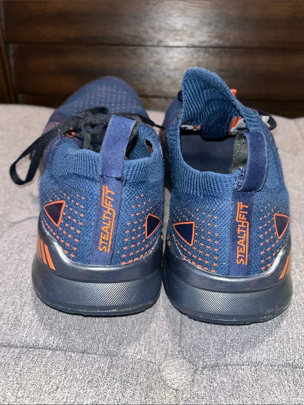Brooks Navy and Orange Knit Lace-Up Running Shoes